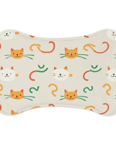 Cute Cat-Themed Pet Feeding Mats for Dogs & Cats